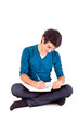 Young happy student carrying books