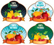 set of four stamps bearing fruit and labeled 100% Natural