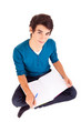 Young happy student carrying books
