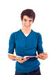 Young happy student carrying books