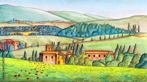 Illustration: Country landscape Country landscape