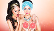 Two Women Flirting. Performance. Desire and Passion