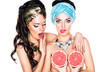 Emotional Glossy Women with Grapefruit - Creativity and Glamour