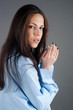 Photo: beautiful young brunette woman with cigarette beautiful young brunette woman with cigarette