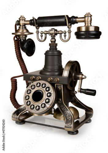 Obraz w ramie Retro Phone - Vintage Telephone isolated on White Background