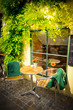Vintage old fashioned cafe chairs with table in Copenhagen, Denm