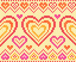 Valentines day colorful knitted sweater vector seamless pattern