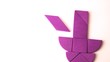 Pink heart breaks up on different geometrical figures
