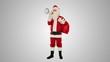 Santa Claus with a loudspeaker making an announcement, on white
