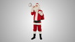 Santa Claus with a loudspeaker making an announcement, on white