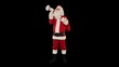 Santa Claus with a loudspeaker making an announcement, on black