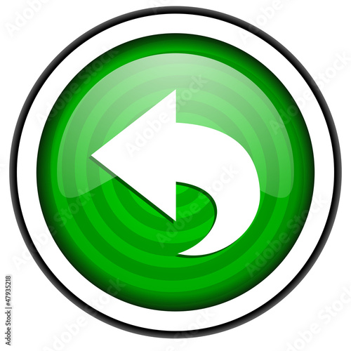 Illustration: back green glossy icon isolated on white background back green glossy icon isolated on white background