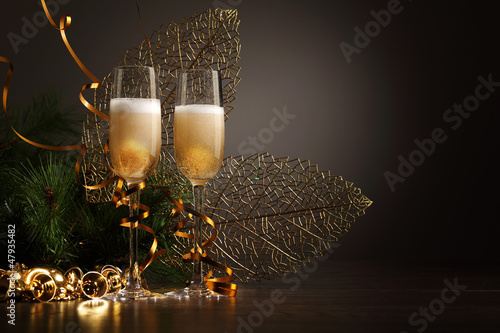 Photo: Glasses of champagne at new year party Glasses of champagne at new year party