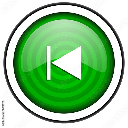 Illustration: prev green glossy icon isolated on white background prev green glossy icon isolated on white background
