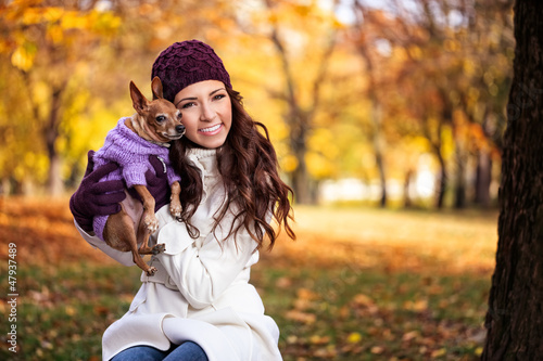 Photo: happy woman with her dog happy woman with her dog
