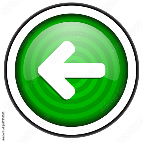 Illustration: arrow left green glossy icon isolated on white background arrow left green glossy icon isolated on white background