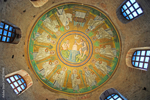 Photo: Ravenna, 6 Century Ceiling Mosaic of the Arian Baptistry Ravenna, 6 Century Ceiling Mosaic of the Arian Baptistry