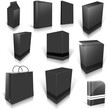 Ten black blank boxes isolated on white