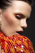Stylish Gorgeous Woman. Elegant Dress. Classy Evening Make Up