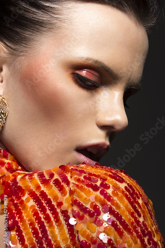 Photo: Stylish Gorgeous Woman. Elegant Dress. Classy Evening Make Up Stylish Gorgeous Woman. Elegant Dress. Classy Evening Make Up