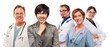 Young Mixed Race Woman with Doctors and Nurses Behind