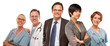 Mixed Race Women and Businessman with Doctors or Nurses