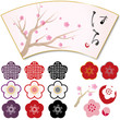 和風　梅セット（色紙・各種梅模様・落款・書など）