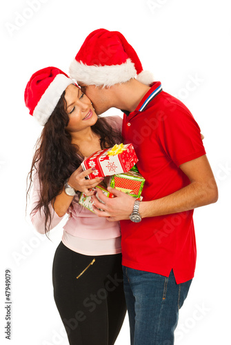 Photo: Christmas couple kissing Christmas couple kissing
