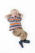 Adorable  blonde hair baby boy screaming and crying