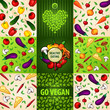 Vector: set of background with vegetables vegetarian set of background with vegetables vegetarian