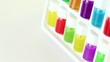 box moves with set of color oil in small bottles