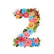 Flower number with birds in Khokhloma style