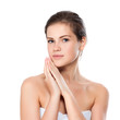 Portrait of young beautiful woman with perfect skin