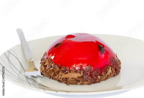 Photo: Black forest small cake with cherry and chocolate isolated Black forest small cake with cherry and chocolate isolated