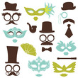 Retro Party set - Glasses, hats, lips, mustaches, masks
