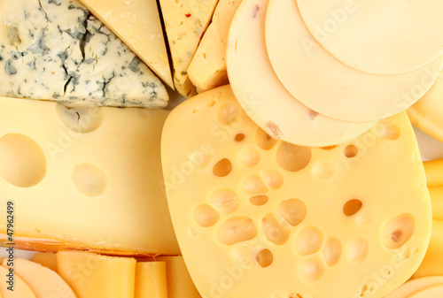 Photo: Various types of cheese close up Various types of cheese close up