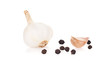 fresh garlic with pepper  isolated on white