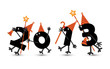 Comic 2013New Year's Eve character, vector