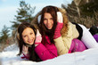 Girls in snowdrift
