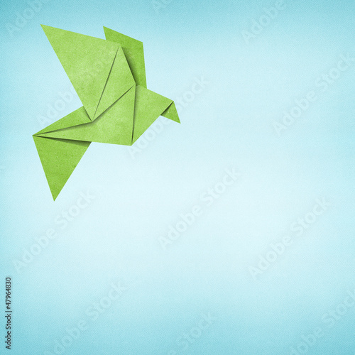 Photo: Origami bird made from recycled paper Origami bird made from recycled paper