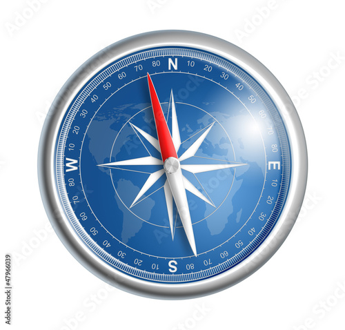 Illustration: compass isolated on white realistic illustration compass isolated on white realistic illustration