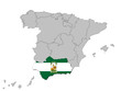 Andalusien auf den Umrissen Spanien's