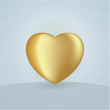 Plastic gold heart. Valentines motive.