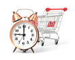 shopping cart with clock