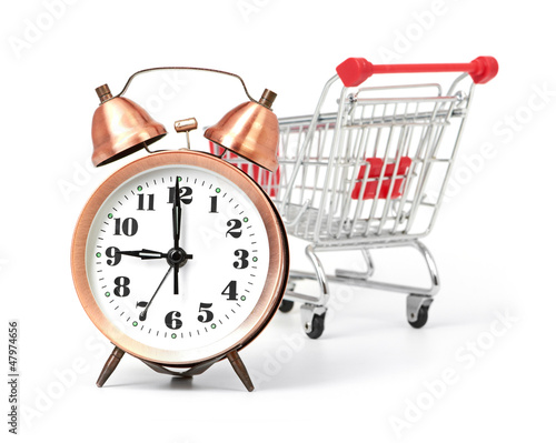 Photo: shopping cart with clock shopping cart with clock