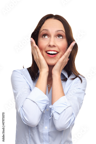Photo: Shocked woman looking up Shocked woman looking up