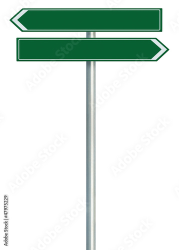 Photo: Right left road route direction pointer this way sign green Right left road route direction pointer this way sign green