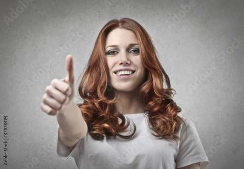 Photo: Red Girl Thumb Up Red Girl Thumb Up