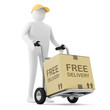 3d Man Delivers the Goods (Free Delivery Concept)