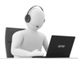 3d Man Sitting at the Table with Laptop